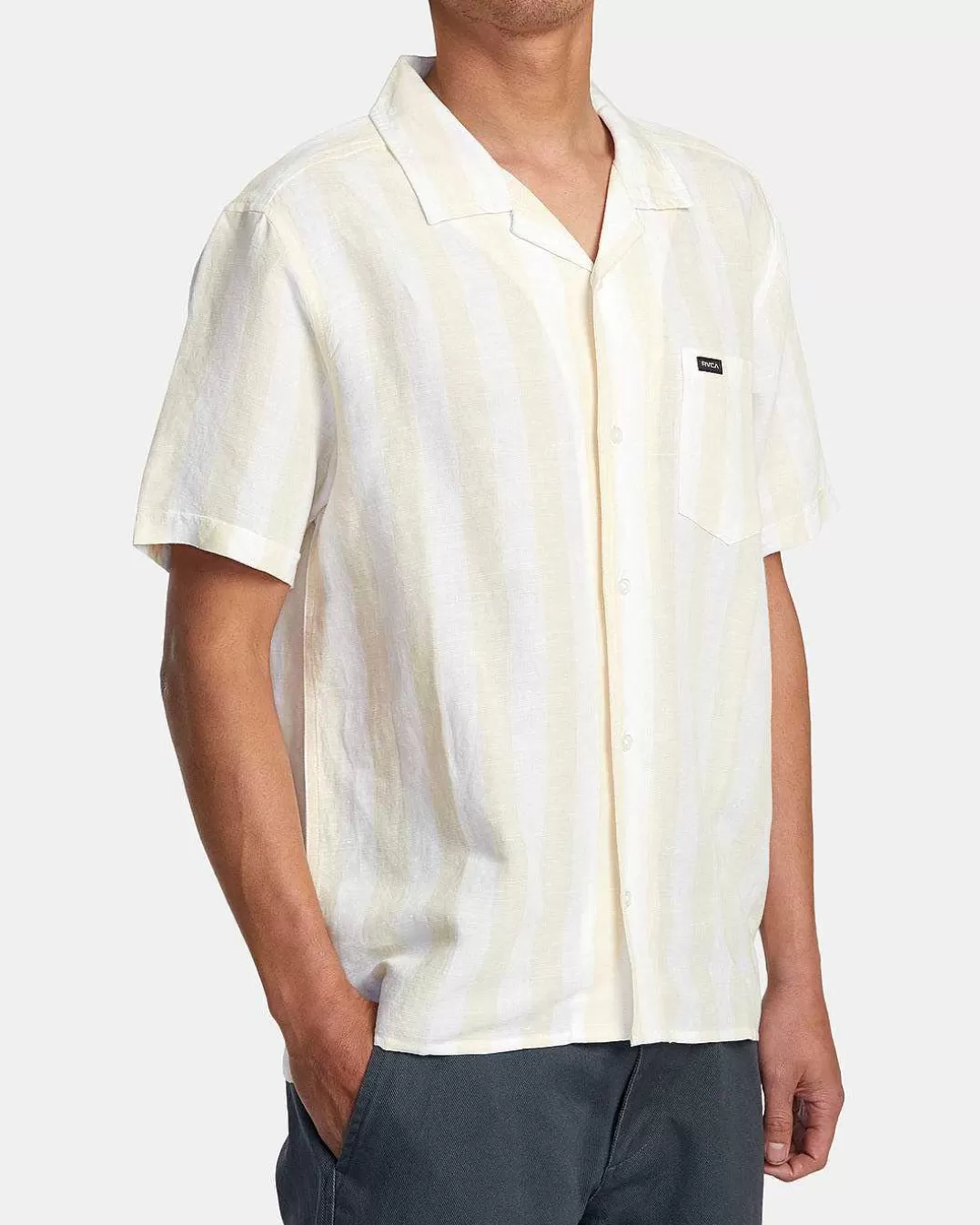 Camisa De Tecido De Manga Curta Love Stripe>RVCA Flash Sale