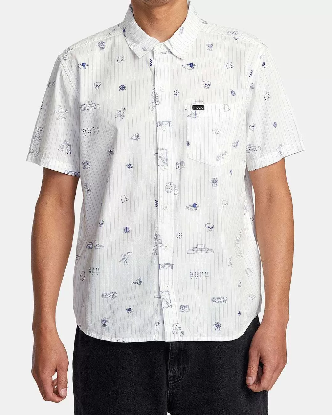 Camisa Faculdade De Manga Curta>RVCA Cheap