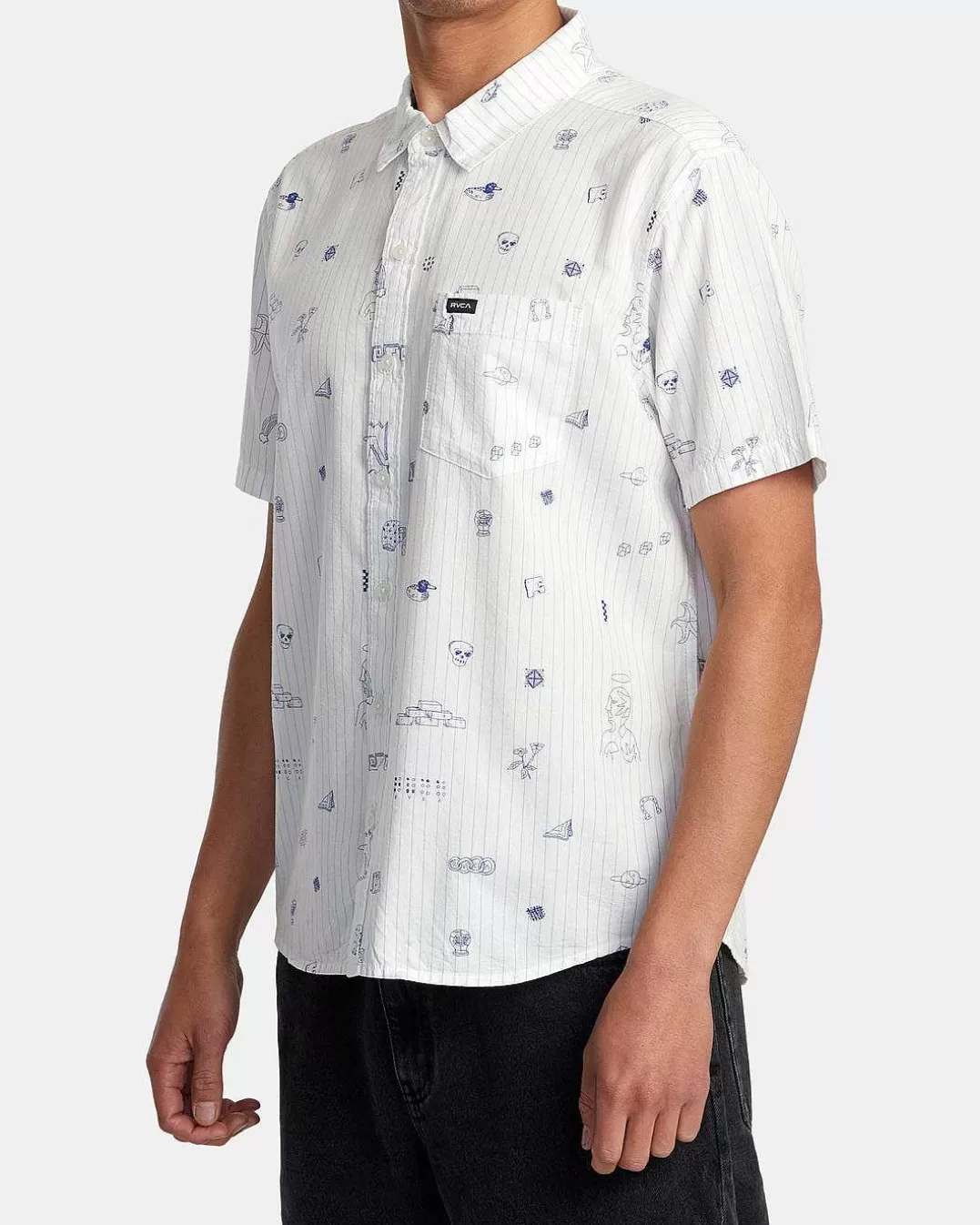 Camisa Faculdade De Manga Curta>RVCA Cheap