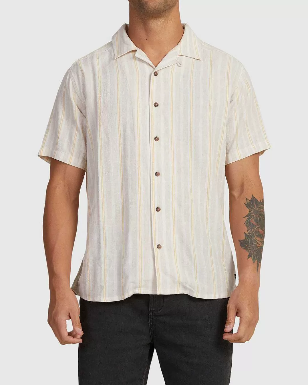 Camisa Manga Curta Beat Stripe>RVCA Hot