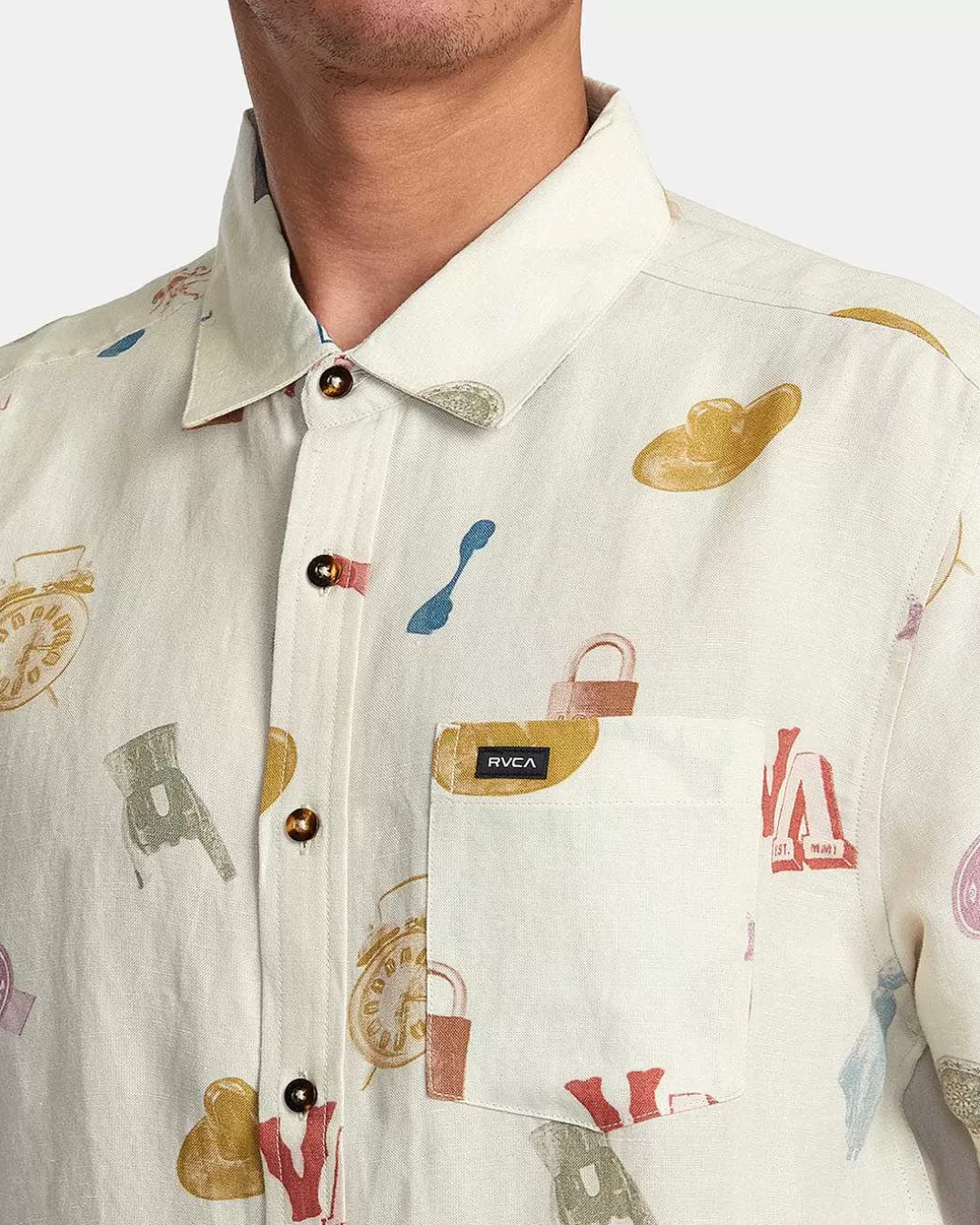 Camisa Tecido Manga Curta Artifacts>RVCA Online