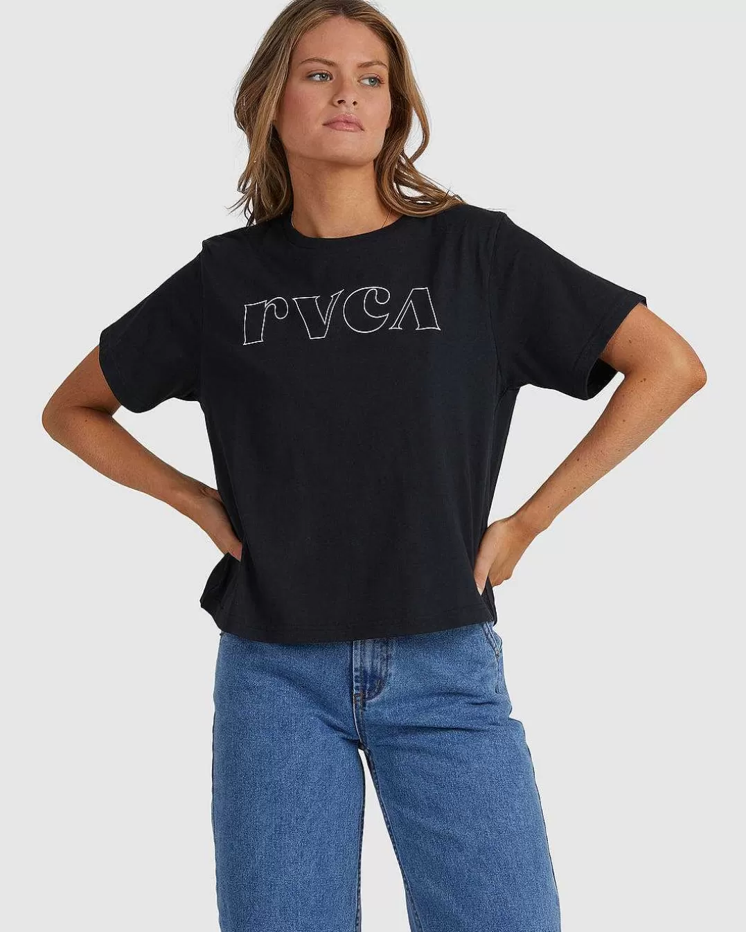 T-Shirt Grafica Curl Keyline>RVCA Hot